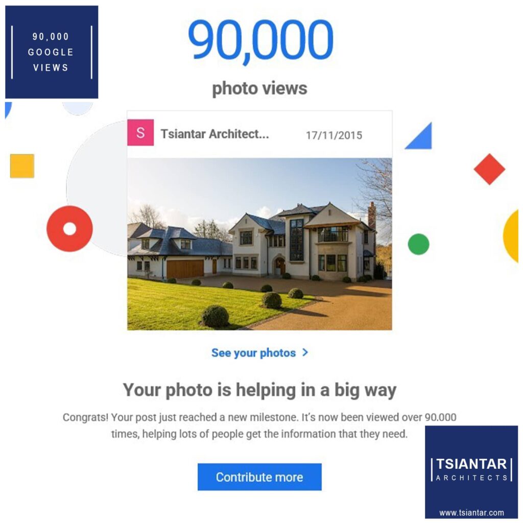 Image of an auto draft notification showing a photograph of a house with the text "congrats! your post just reached a new milestone. It's now been viewed over 90,000