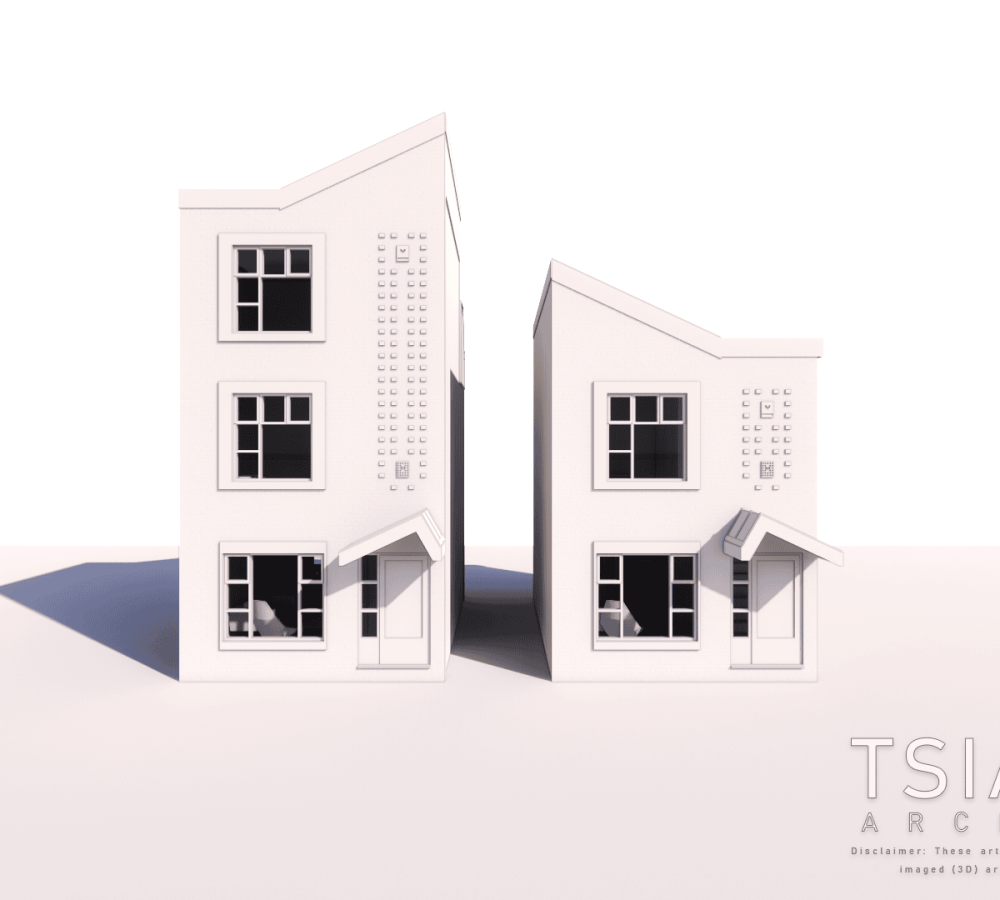 a computer rendered of the concept single-detached three and two story houses.