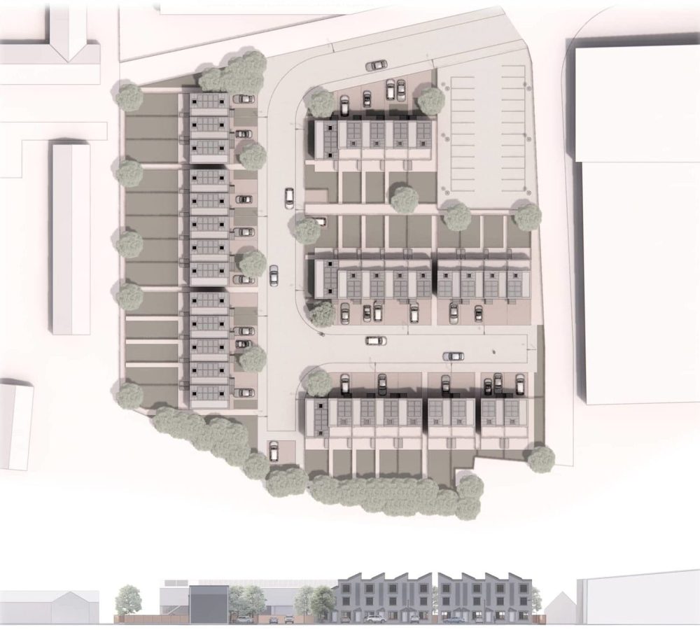 a computer rendered of a proposed plan in a plot of land.