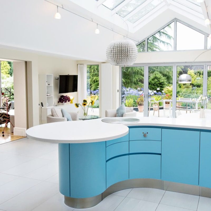 Kitchen with a pop of Colour-min